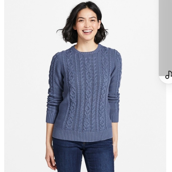 L.L.Bean Double L® Mixed-Cable Sweater Size XS, Navy blue - Picture 5 of 6